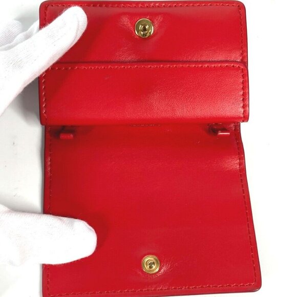 BURBERRY TB Wallet Compact Wallet Folded wallet Leather Red - Picture 6 of 10